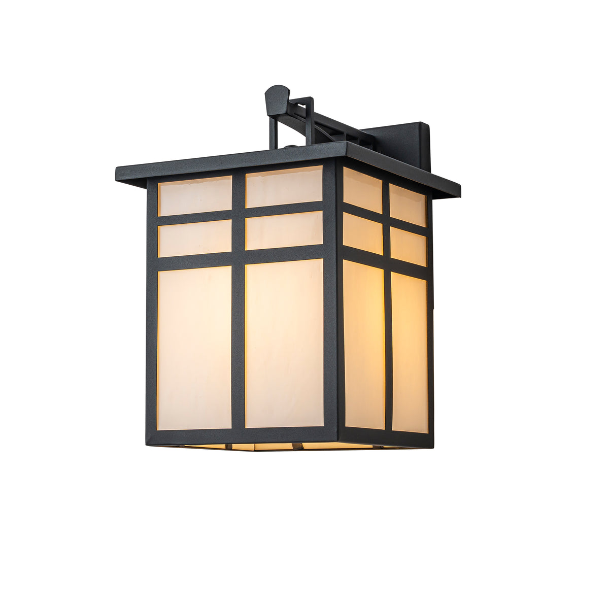 1-Light H13 in. Modern Farmhouse Black Outdoor Wall Lantern with Frosted Glass Exterior Wall Sconce for Porch Entryway Garage