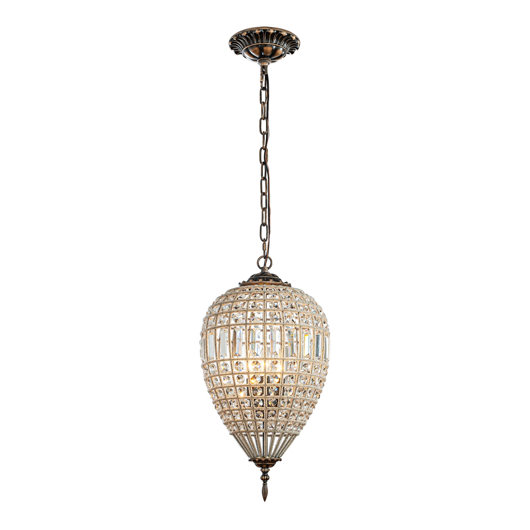 OpenBox 1-Light French Empire Handcrafted Crystal Chandelier Antique Bronze Finish Dimmable Vintage Pendant Light