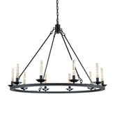 35'' 10-Light Transitional Black LED Chandelier With Unique Bubble Tube Round Modern Farmhouse Candle LED Pendant Lighting For Living Room and Dining Room