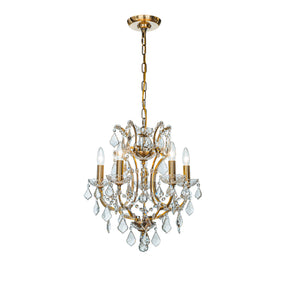 OpenBox 18'' 5-Light Classic/Traditional Lighting Fixture Antique Gold Ornate Crystal Chandelier