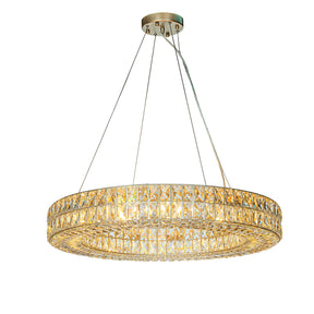OpenBox 12-Light Unique/Statement Soft Gold Dining Room Wagon Wheel Chandelier With Crystal  Accents