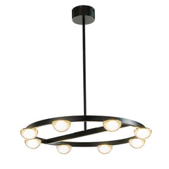 8-Light Modern Contemporary Circle Integrated Led Chandelier With Frosted Acrylic Shade
