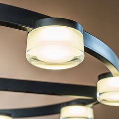 8-Light 32 in. Modern Contemporary Circle Integrated LED Chandelier in Matte Black with Frosted Acrylic Shade