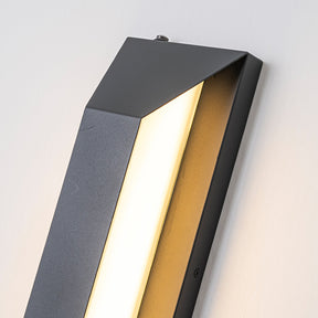 H22" Large Dusk to Dawn Modern Outdoor Wall Light 24W Integrated LED Exterior Wall Sconce with Black Trapezoid Design and Acrylic Shade for Garage Entryway