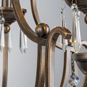 35'' 8-Light Antique Bronze Dimmable Traditional Metal Chandelier with Crystal Accents and Adjustable Hanging Height for Dining Room Foyer or Living Room