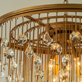 7-Light Modern Crystal Flush Mount Ceiling Light 28” Painted Brass Luxury Glam Flush Lighting for Bedroom Entryway Low Ceiling