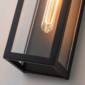 H18" 1-Light Modern Minimalist Black Outdoor Wall Lantern with Clear Glass Dusk to Dawn Outdoor Exterior Wall Light Open Bottom Wall Sconce for Porch Garage Entryway