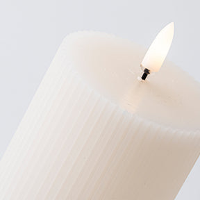 Set of 3 Real Wax White Candle USB-C Rechargeable Flameless LED Pillar Candle with Remote Control, Timer and Dimmable Flickering Light