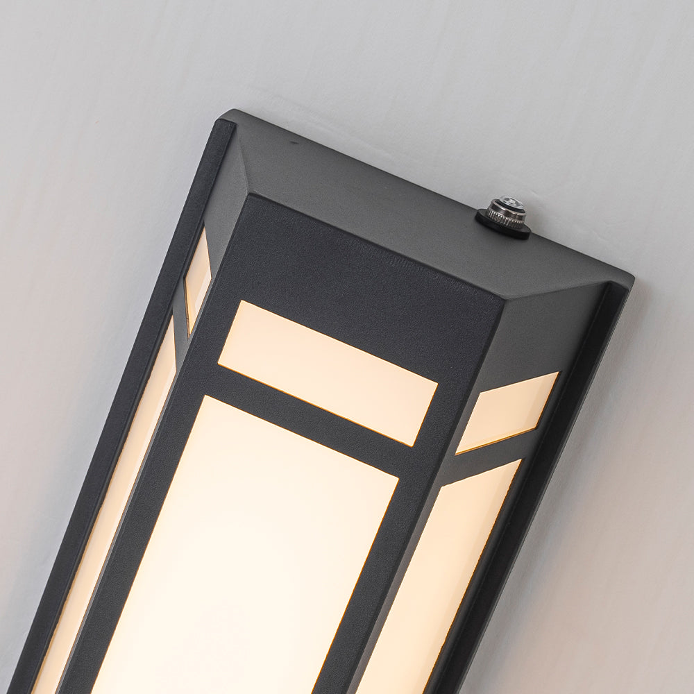 H20" Modern Craftsman Style Exterior Wall Sconce in Black with Frosted Acrylic Shade 24W Integrated LED Outdoor Wall Light with Dusk to Dawn Sensor for Garage Patio