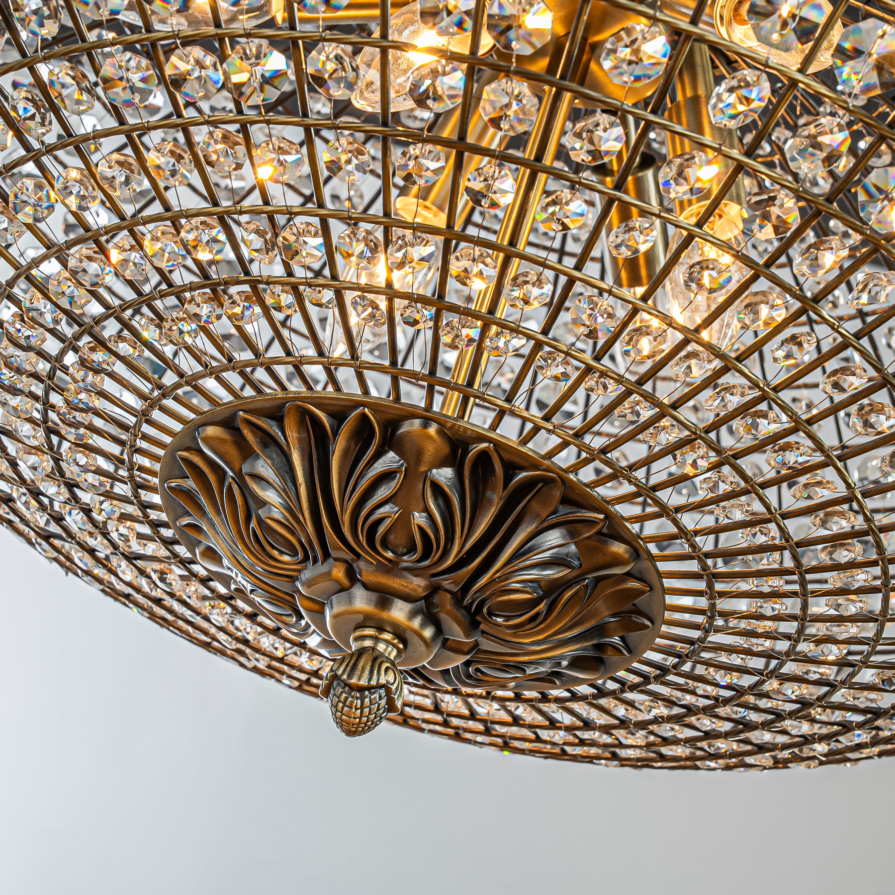 25'' Wide 6-Light Retro French Crystal Drum Chandelier in Antique Bronze With Vintage Patina Dimmable for Dining Room or Bedroom