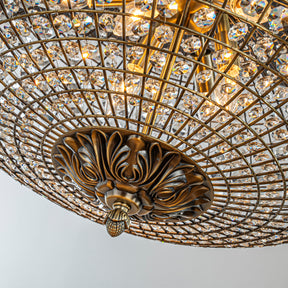 25'' Wide 6-Light Retro French Crystal Drum Chandelier in Antique Bronze With Vintage Patina Dimmable for Dining Room or Bedroom