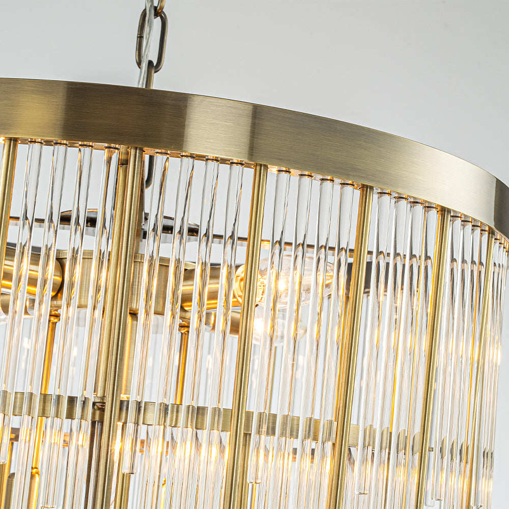 20'' Antique Bronze Modern Glam Chandelier with Adjustable Drop 9-Light Tiered Pendant for Dining Room or Foyer