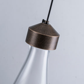 1-Light 5" Modern Teardrop Glass Integrated LED Pendant Light In Bronze Finish for Kitchen Island or Study Room