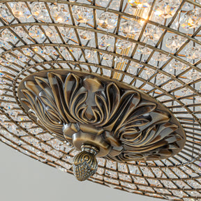 24'' Wide 6-Light Retro French Handcrafted Bird Cage Crystal Chandelier in Antique Bronze With Vintage Patina Dimmable for Dining Room or Bedroom