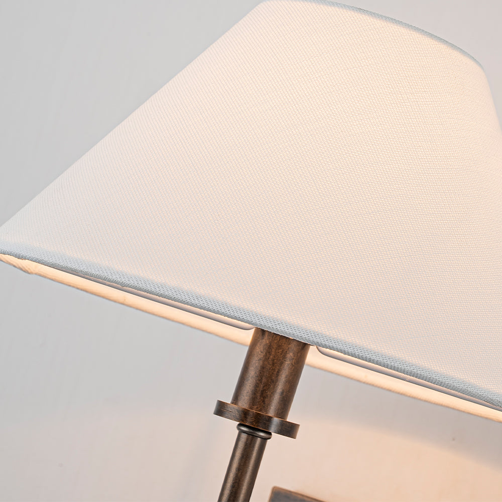 Modern Bronze 12'' Tall 1-Light Fabric Shade Wall Sconces Farmhouse White Linen Tapered Shade Sconce For Bathroom Mirror Hallway