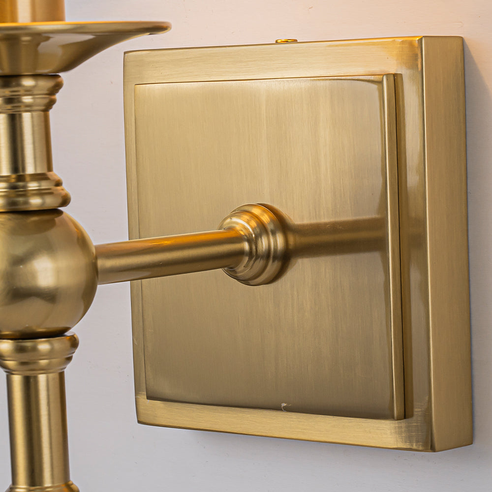 1-Light Warm Brass Classic Wall Sconce With Fabric Shade Dimmable Contemporary Bath Sconce For Hallway Bathroom Bedroom