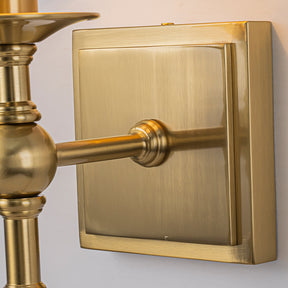 1-Light Warm Brass Classic Wall Sconce With Fabric Shade Dimmable Contemporary Bath Sconce For Hallway Bathroom Bedroom