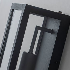 H18" 1-Light Modern Minimalist Black Outdoor Wall Lantern with Clear Glass Dusk to Dawn Outdoor Exterior Wall Light Open Bottom Wall Sconce for Porch Garage Entryway