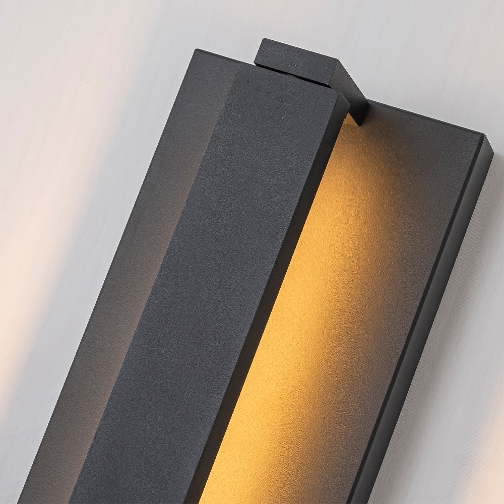 H20" Modern Motion Sensor Outdoor Wall Light 23W Integrated LED Wall Sconce in Matte Black Iron Large Exterior Light Fixture for Porch Garage Patio