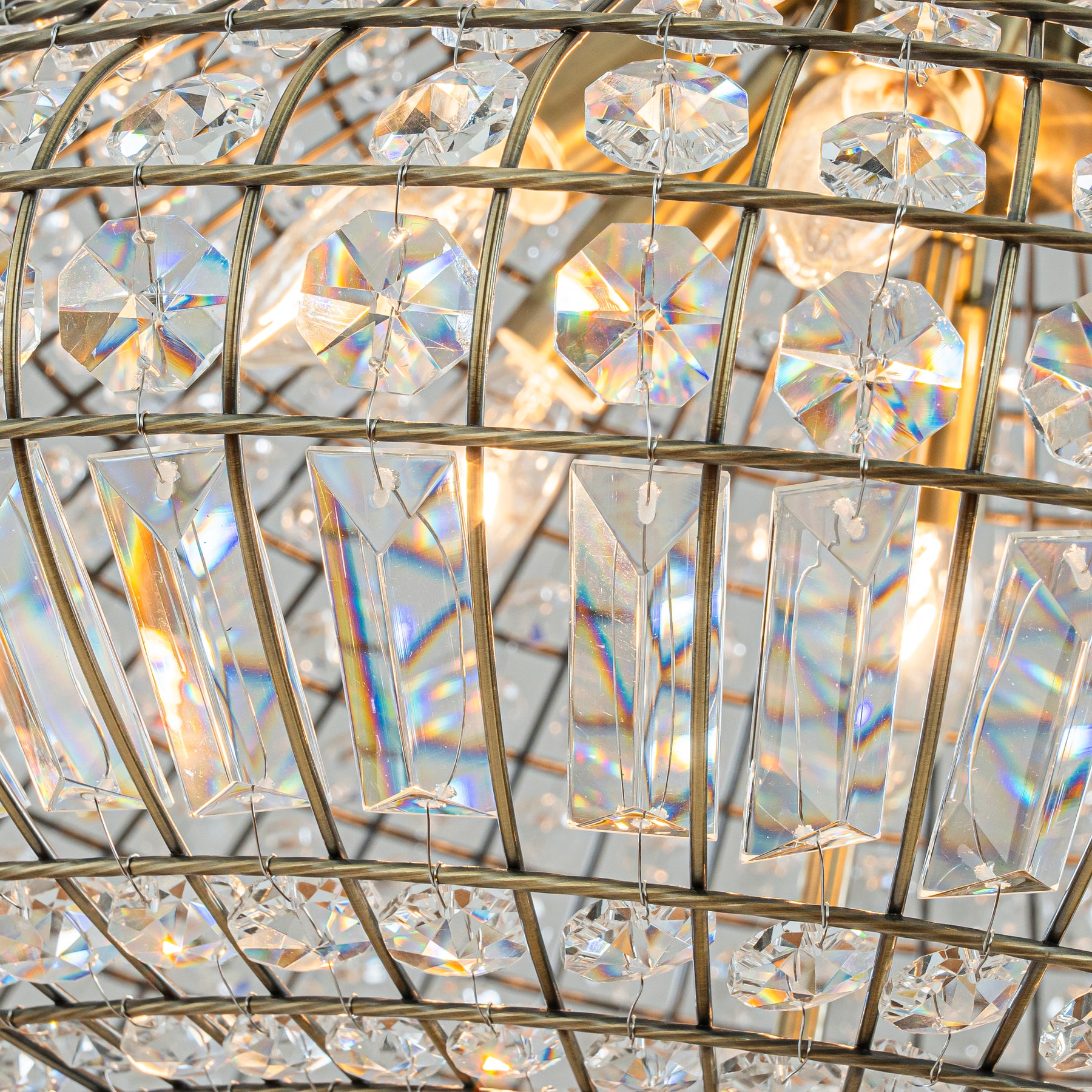 24'' Wide 6-Light Retro French Handcrafted Bird Cage Crystal Chandelier in Antique Bronze With Vintage Patina Dimmable for Dining Room or Bedroom