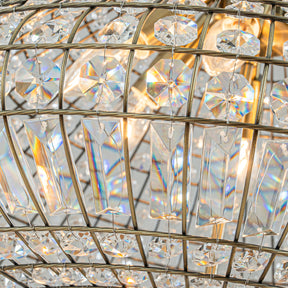 24'' Wide 6-Light Retro French Handcrafted Bird Cage Crystal Chandelier in Antique Bronze With Vintage Patina Dimmable for Dining Room or Bedroom