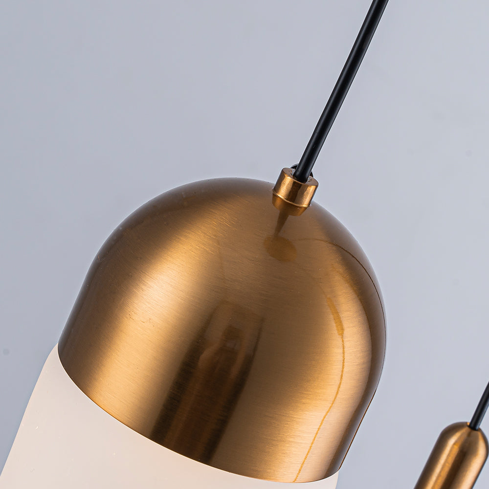 9'' Modern 3-Light Seeded Glass Cluster Integrated LED Pendant In Antique Gold Round Ceiling Lamp