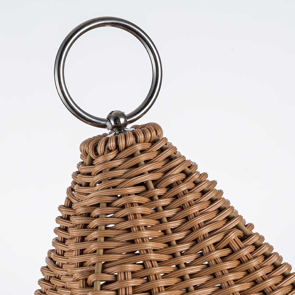 H17 Inch Natural Rattan Solar Lantern with LED Flameless Candle Handwoven Wicker Decorative Lantern for Tabletop Patio Porch Farmhouse Indoor Outdoor Decor