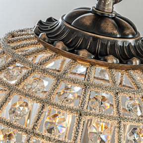 1-Light French Empire Handcrafted Crystal Chandelier Antique Bronze Finish Dimmable Vintage Pendant Light for Dining Room Foyer Bedroom