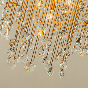 7-Light Modern Crystal Flush Mount Ceiling Light 28” Painted Brass Luxury Glam Flush Lighting for Bedroom Entryway Low Ceiling