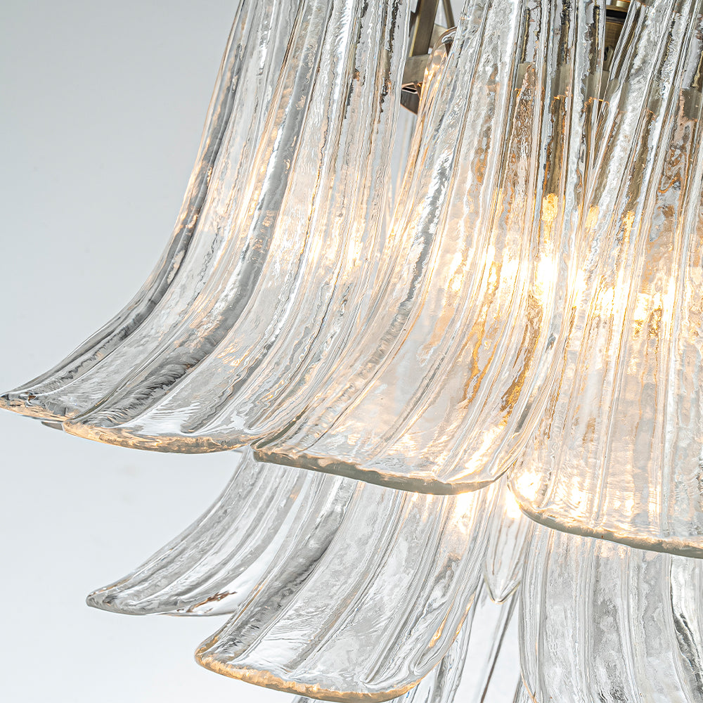 18'' Wide Mid-Century Modern Chandelier 4-Light 3-Tier Clear Art Glass Pendant Light In Antique Bronze Finish For Dining Room Foyer Bedroom