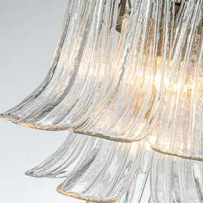 18'' Wide Mid-Century Modern Chandelier 4-Light 3-Tier Clear Art Glass Pendant Light In Antique Bronze Finish For Dining Room Foyer Bedroom