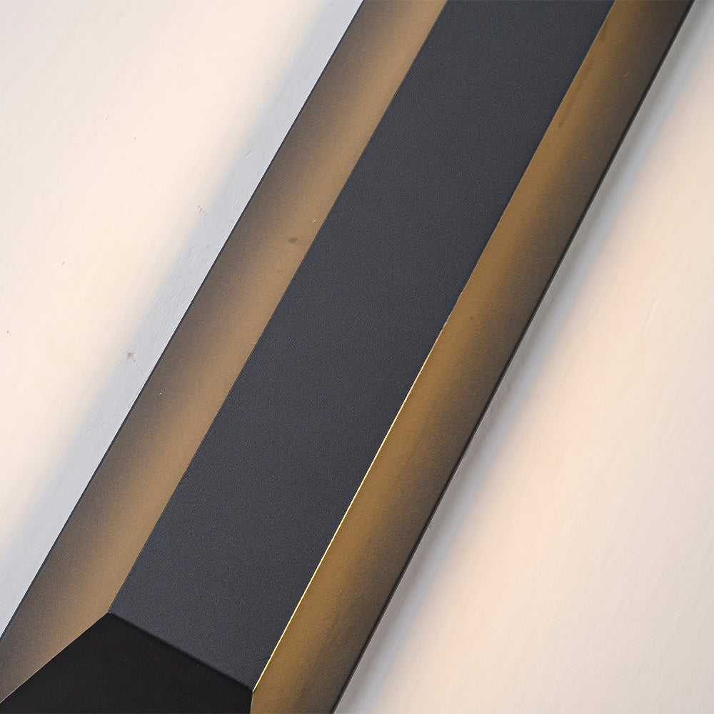 H22" Large Dusk to Dawn Modern Outdoor Wall Light 24W Integrated LED Exterior Wall Sconce with Black Trapezoid Design and Acrylic Shade for Garage Entryway