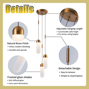 OpenBox 9" Modern 3-Light Seeded Glass Cluster Integrated LED Pendant In Antique Gold Round Ceiling Lamp