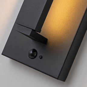 H15" Modern Motion Sensor Outdoor Wall Light 23W Integrated LED Wall Sconce Matte Black Iron Exterior Light Fixture for Porch Garage Patio
