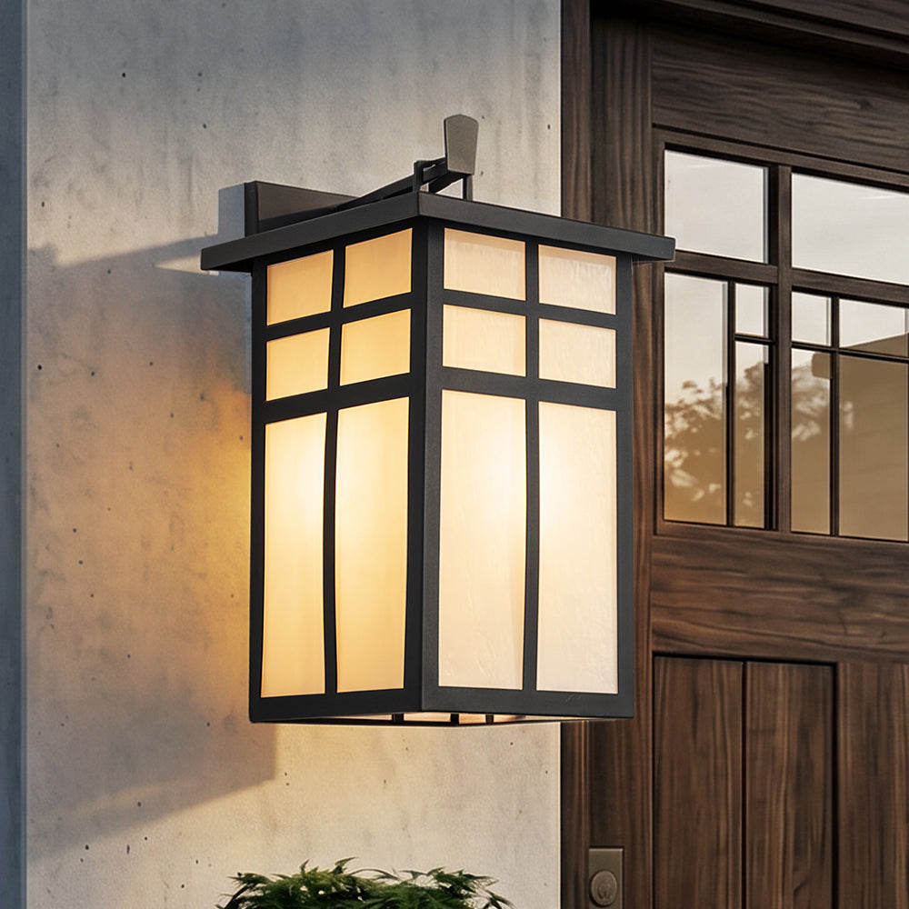 3-Light H18 in Large Modern Farmhouse Black Outdoor Wall Lantern With Frosted Glass Exterior Wall Light for Garage Entryway Porch