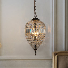 OpenBox 1-Light French Empire Handcrafted Crystal Chandelier Antique Bronze Finish Dimmable Vintage Pendant Light