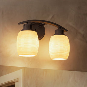 Modern Farmhouse 2-Light Bathroom Vanity Light Dark Brown Wall Sconce with Textured Opal Glass Shades 12-Inch Wall Mounted Fixture for Mirror Hallway