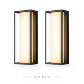 H15" Modern Outdoor Integrated LED Wall Sconce Set of 2 with Acid-Etched White Glass
