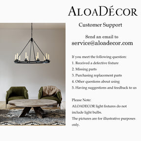 35'' 10-Light Transitional Black LED Chandelier With Unique Bubble Tube Round Modern Farmhouse Candle LED Pendant Lighting For Living Room and Dining Room