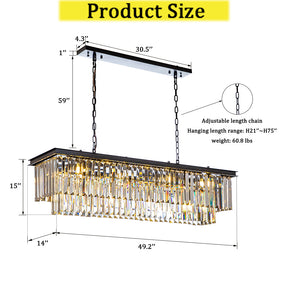 OpenBox 12-Light Modern Fringe Crystal Chandelier for Dining Room with Crystal Accents