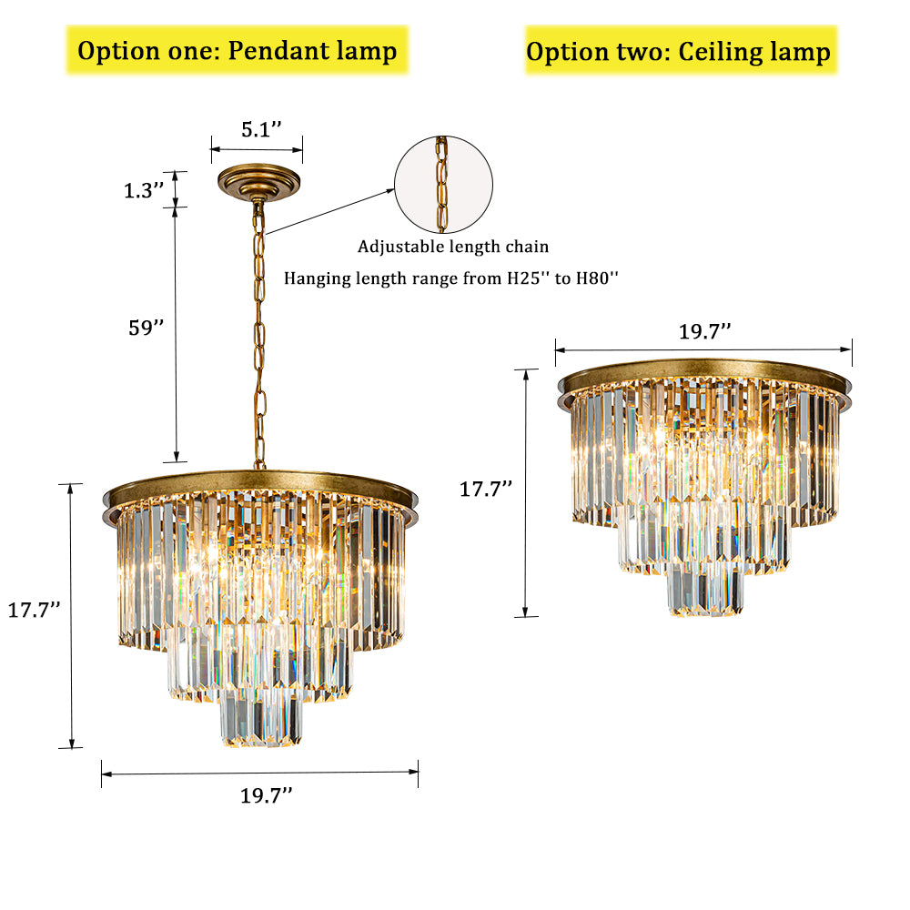 OpenBox 20 in. 10-Light Modern Unique Tiered Crystal Chandelier in Matte Gold