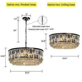 OpenBox 5 Lights 24" Traditional Matte Black Chandelier With Clear Crystal Accents