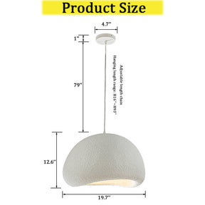 1 Lights W20in Modern Dome Pendant Light Single Modern White Chandelier for Dining Room Industrial Concrete Shade Hanging Light