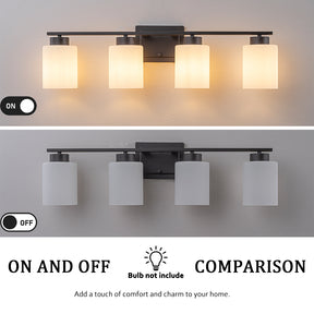 Modern Contemporary 4-Light Bathroom Vanity Light Dark Brown Wall Sconce with Frosted Glass Shades 29-Inch Wall Mounted Fixture for Mirror Hallway