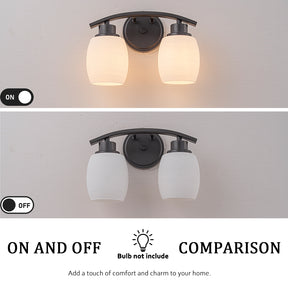 Modern Farmhouse 2-Light Bathroom Vanity Light Dark Brown Wall Sconce with Textured Opal Glass Shades 12-Inch Wall Mounted Fixture for Mirror Hallway