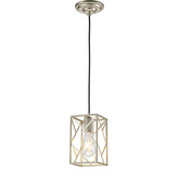 Modern Industrial Mini Square Cage Pendant Light with Wrought Iron Accents in Antique Silver