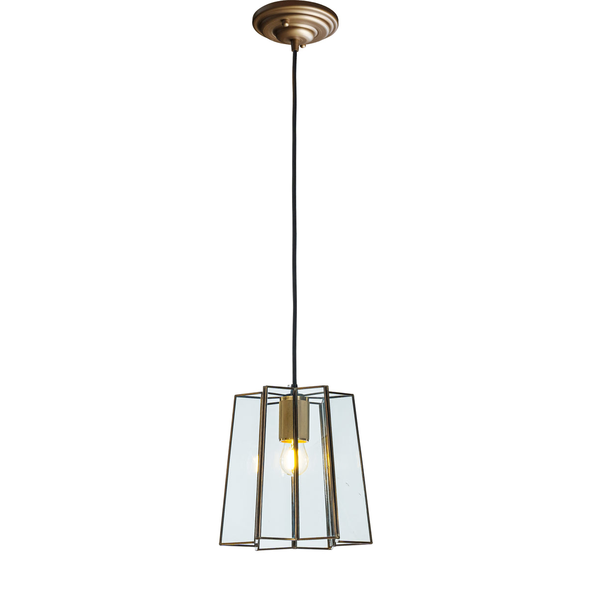 Minimalist Angled Ceiling Lantern Brown Glass Chandelier Rustic Modern Pendant Light