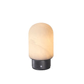 Natural Spanish Alabaster Cordless Rechargeable Dome Table Lamp with 3-Level Dimmable Flicker-Free LED and Long-Lasting Battery Bedside Lamp