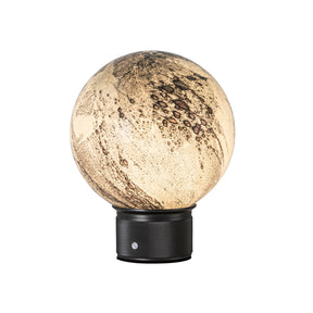 Hand-Blown Smoky Grey Glass Globe Cordless Rechargeable Table Lamp with Flicker-Free LED 3-Level Dimmable and Long-Lasting Battery Bedside Lamp