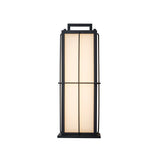 16 in. Black Outdoor Integrated 16W LED Wall Lantern with Frosted Panels and Dusk-to-Dawn Sensor for Porch & Garage